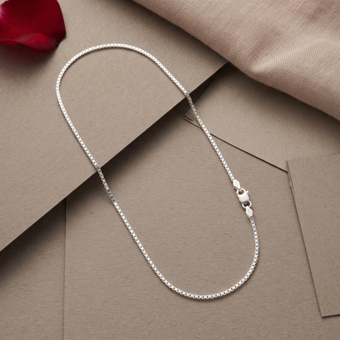 Silvme 925 silver box link neck chain, approx. 3.79 g, solid silver, not plated, sterling silver throughout