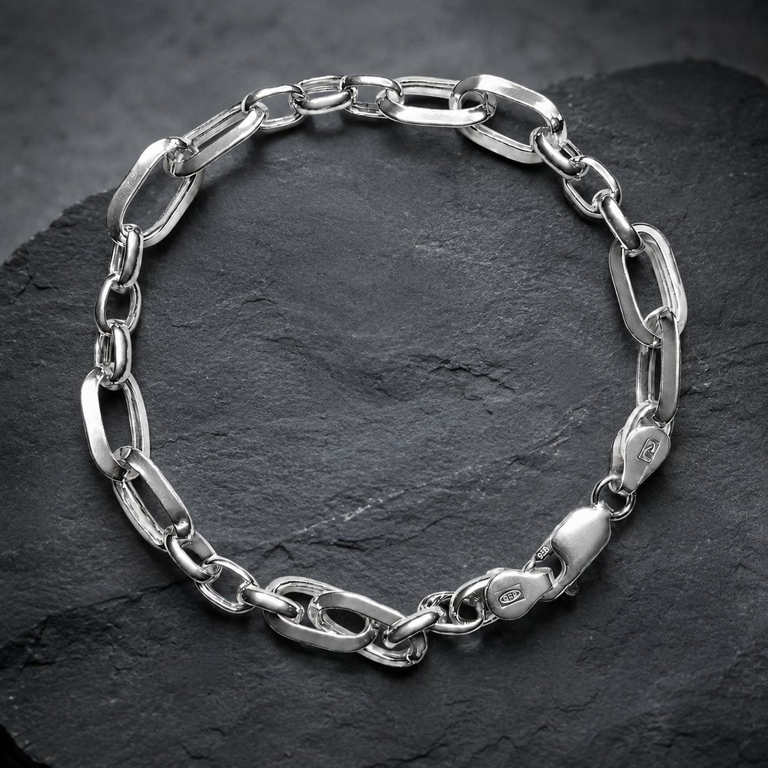 925 Sterling Silver Men's Paperclip Link Chain Bracelet (22 cm)
