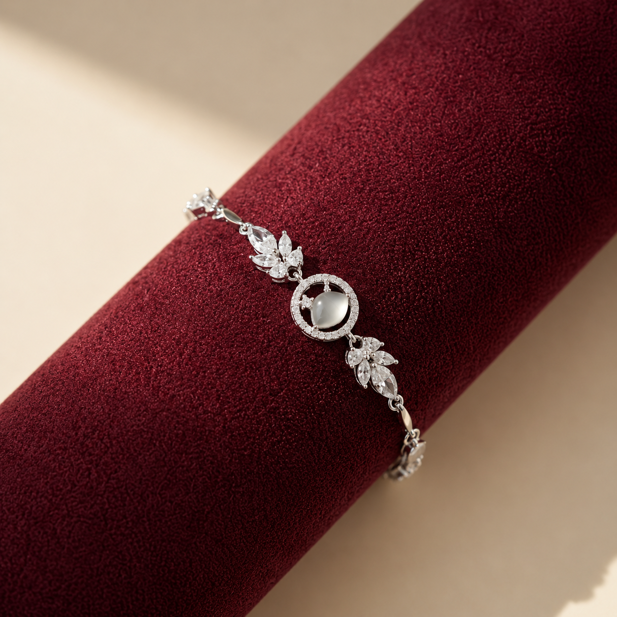 Silvme 925 Sterling Silver Floral Cubic Zirconia Bracelet for Women & Girls | Adjustable CZ Bracelet