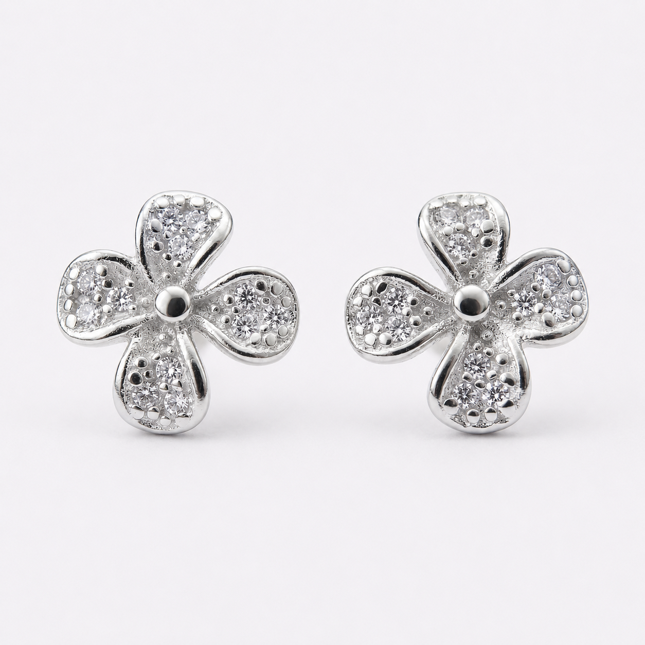 Four-Petal Clover Stud Earrings, front product view