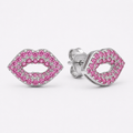 Lip Kiss Stone-Set PavÃ© Stud Earrings, close-up detail