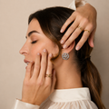 Open-Petal Camellia Stone-Set Stud Earrings, additional product view 3