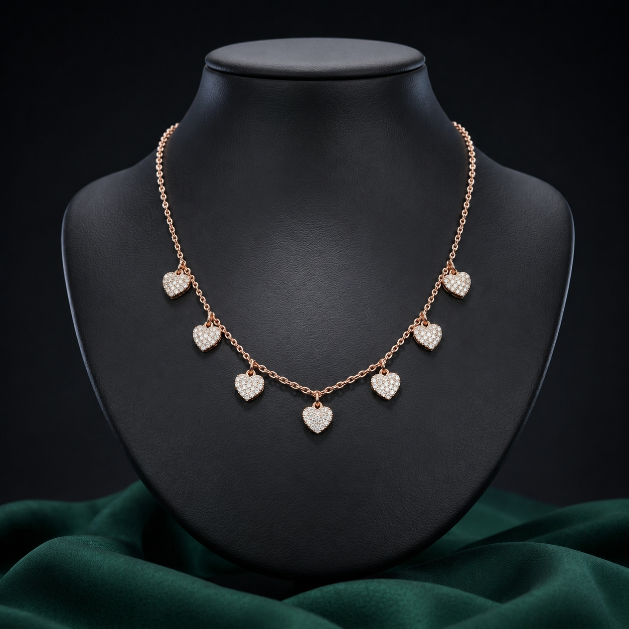 Rose Gold design detail on the Silvme Rose Gold Heart Dangle Pendant Necklace, crafted in polished 925 sterling silver, view 2