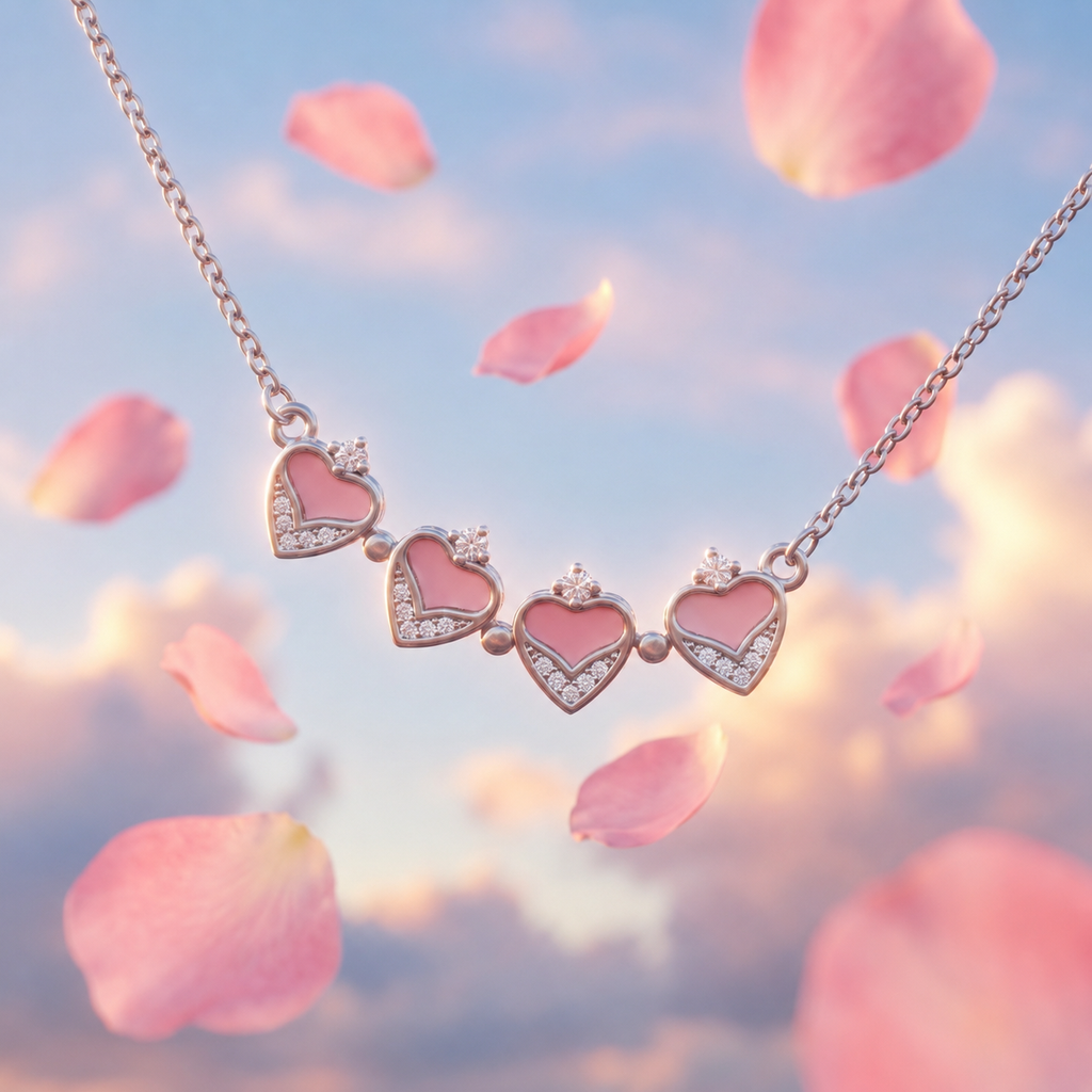 Silvme Pure 925 Sterling Silver Clover Heart Pendant Necklace for Women & Girls