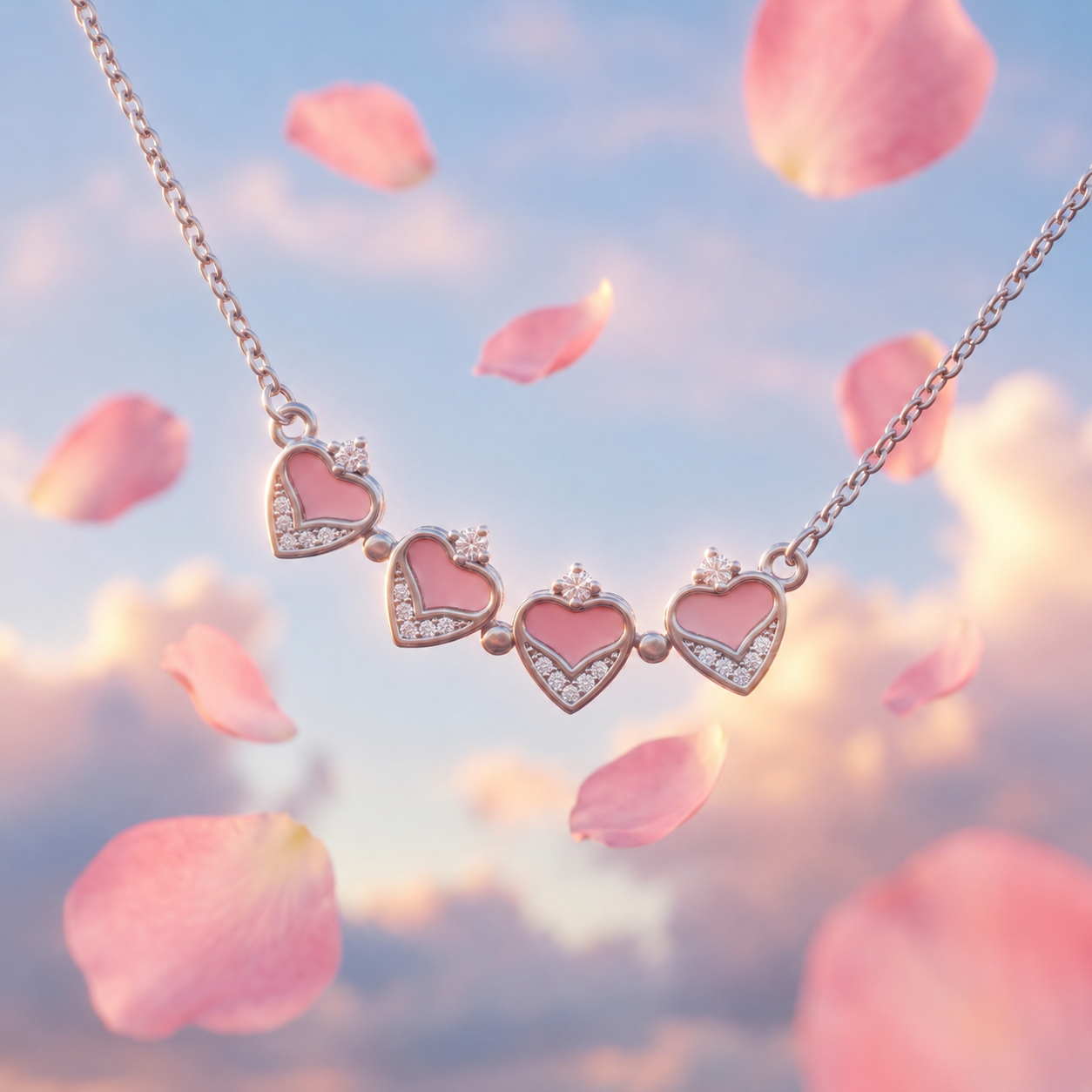 Silvme Pure 925 Sterling Silver Clover Heart Pendant Necklace for Women & Girls