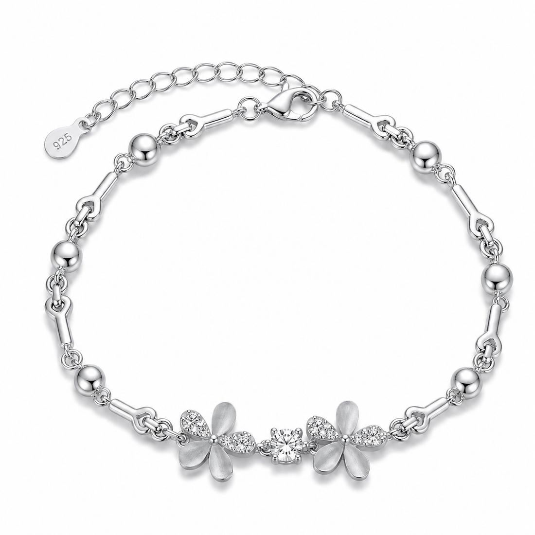 Silvme CZ Floral Bracelet in 925 sterling silver set with cubic zirconia, jewellery for women