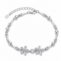 Silvme 925 Sterling Silver CZ Floral Bracelet for Women | Minimalist Nature-Inspired Adjustable Bracelet
