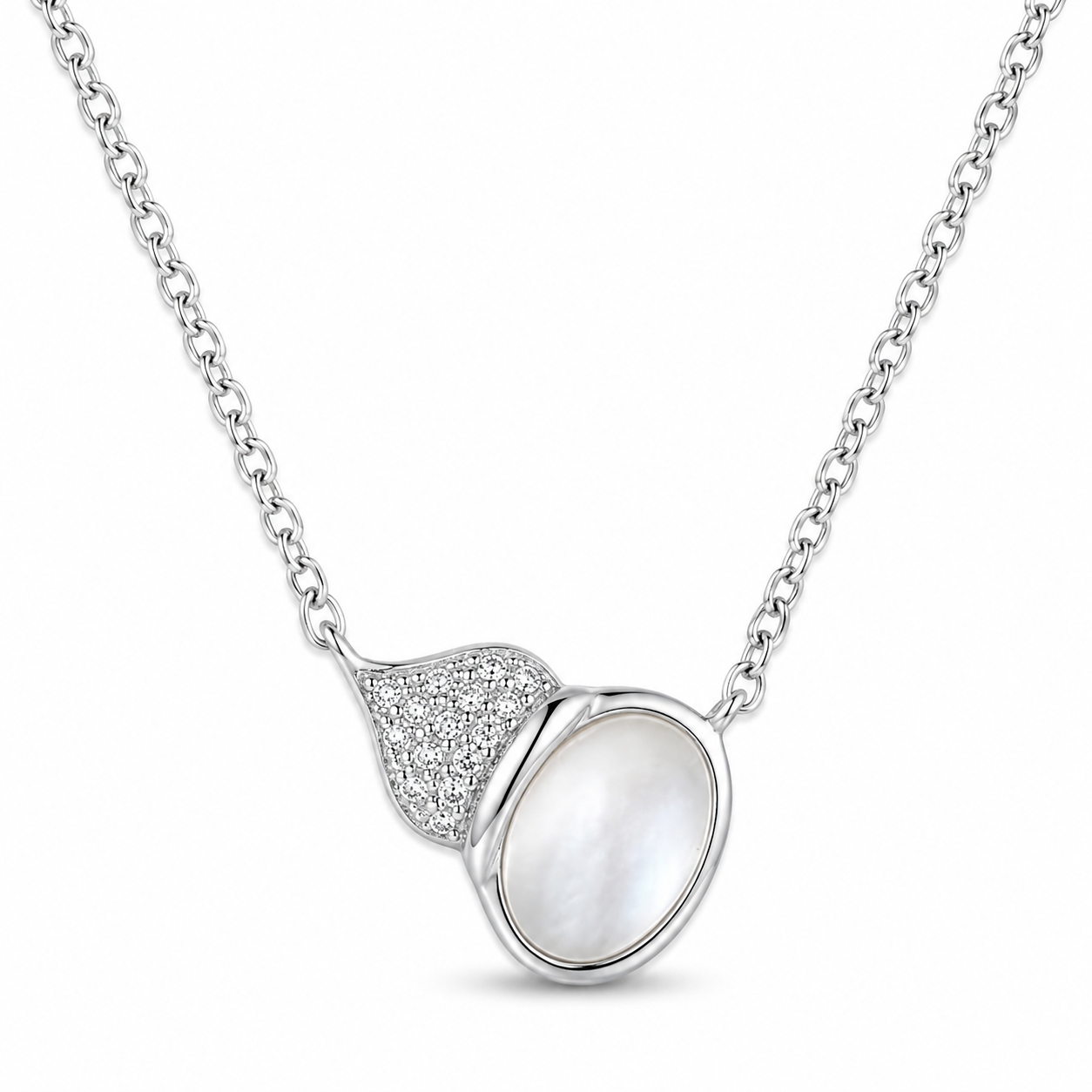 Silvme Pearl Wing Pendant Necklace in 925 sterling silver, jewellery for women, minimal modern styling