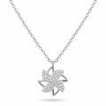 Silvme Pure 925 Sterling Silver Pinwheel Flower Pendant Necklace for Women & Girls