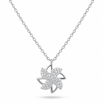 Silvme Pinwheel Flower Pendant Necklace in 925 sterling silver, jewellery for women, timeless everyday elegance