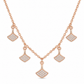 Silvme Pure 925 Sterling Silver Rose Gold Multi Fan Pendant Necklace for Women & Girls