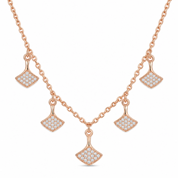 925 sterling silver Rose Gold Multi Fan Pendant Necklace by Silvme, rose gold finish, an elegant accessory for her
