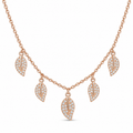 Silvme Pure 925 Sterling Silver Rose Gold Leaf Dangle Pendant Necklace for Women & Girls