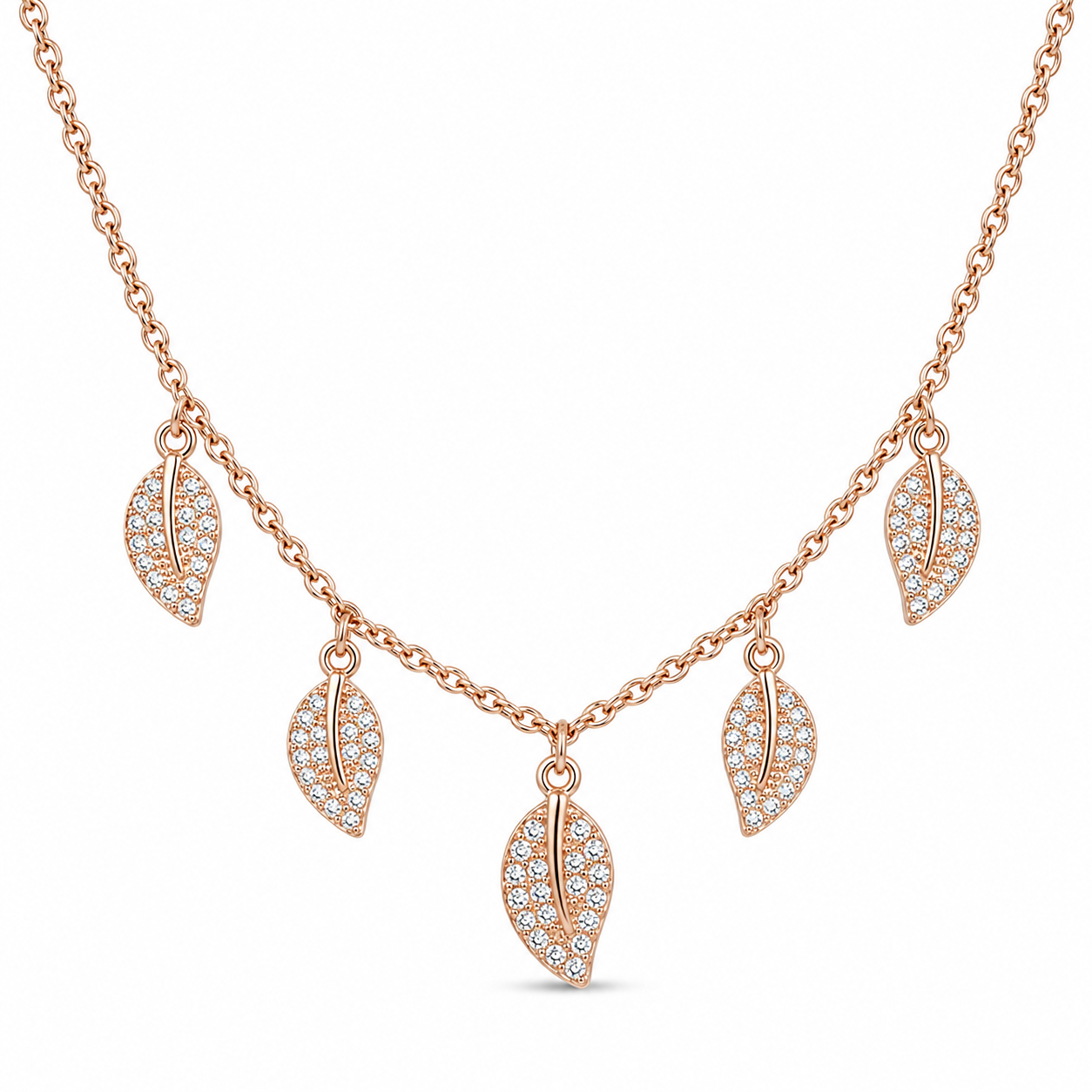 Silvme Rose Gold Leaf Dangle Pendant Necklace, rose gold finish, crafted in 925 sterling silver for women
