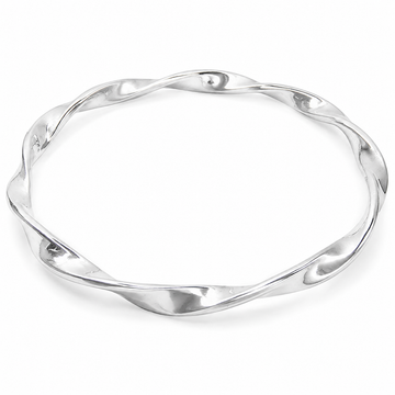 925 Sterling Silver Wavy Ribbon Twist Bangle