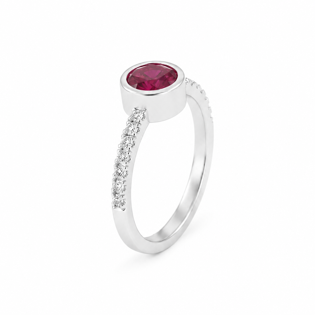 Silvme pink oval stone pave 925 sterling silver ring for women with vibrant pink oval centre stone on a pave band