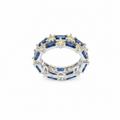 Silvme blue stone stackable 925 sterling silver ring for women with brilliant blue stones with gold-tone detail