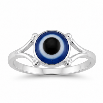 Silvme 925 Sterling Silver Blue Evil Eye Ring for Women