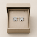 Silvme Pure 925 Sterling Silver Four-Petal Floral Clover CZ Stud Earrings