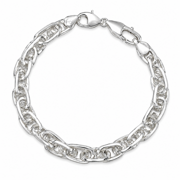 Silvme 925 Sterling Silver Chunky Twisted Link Bracelet for Men, 20cm with Lobster Clasp