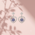 Blue Heart Stone-Set Drop Earrings, close-up detail