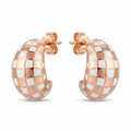 Rose-Gold-Tone Checkerboard Hoop Earrings, front product view