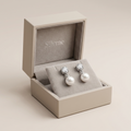 Stone-Set Solitaire Pearl-Look Accent Drop Stud Earrings, close-up detail