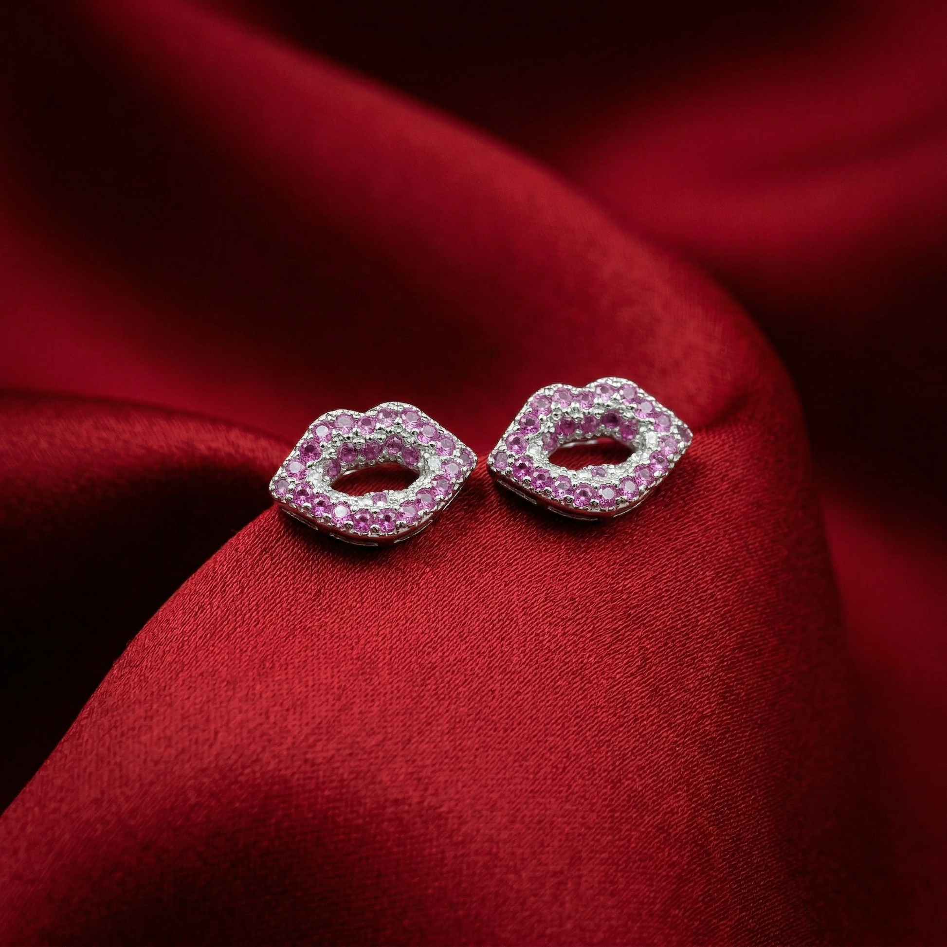 Lip Kiss Stone-Set PavÃ© Stud Earrings, additional product view 5