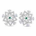 Silvme Pure 925 Sterling Silver Snowflake CZ Emerald Green Stud Earrings for Women & Girls