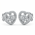 Heart-Shaped PavÃ© Flower Stone-Set Stud Earrings, front product view