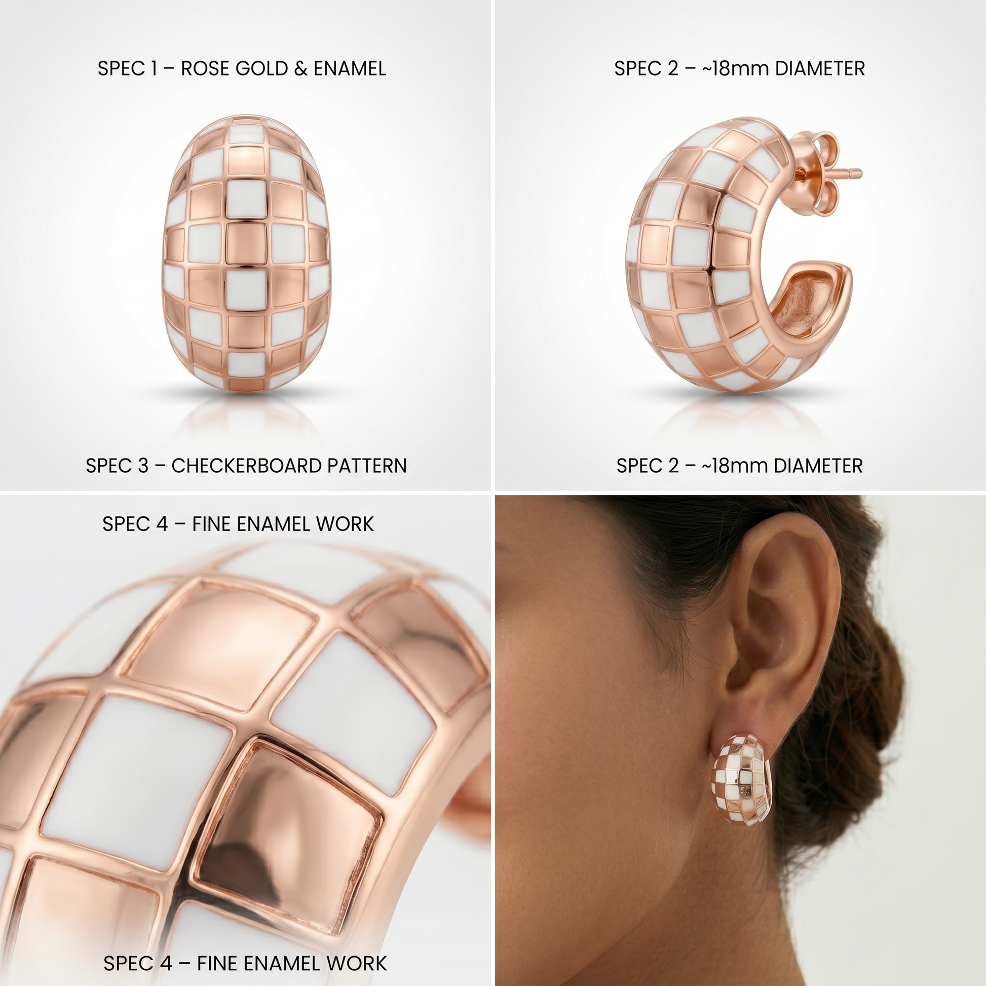 Rose-Gold-Tone Checkerboard Hoop Earrings, additional product view 8