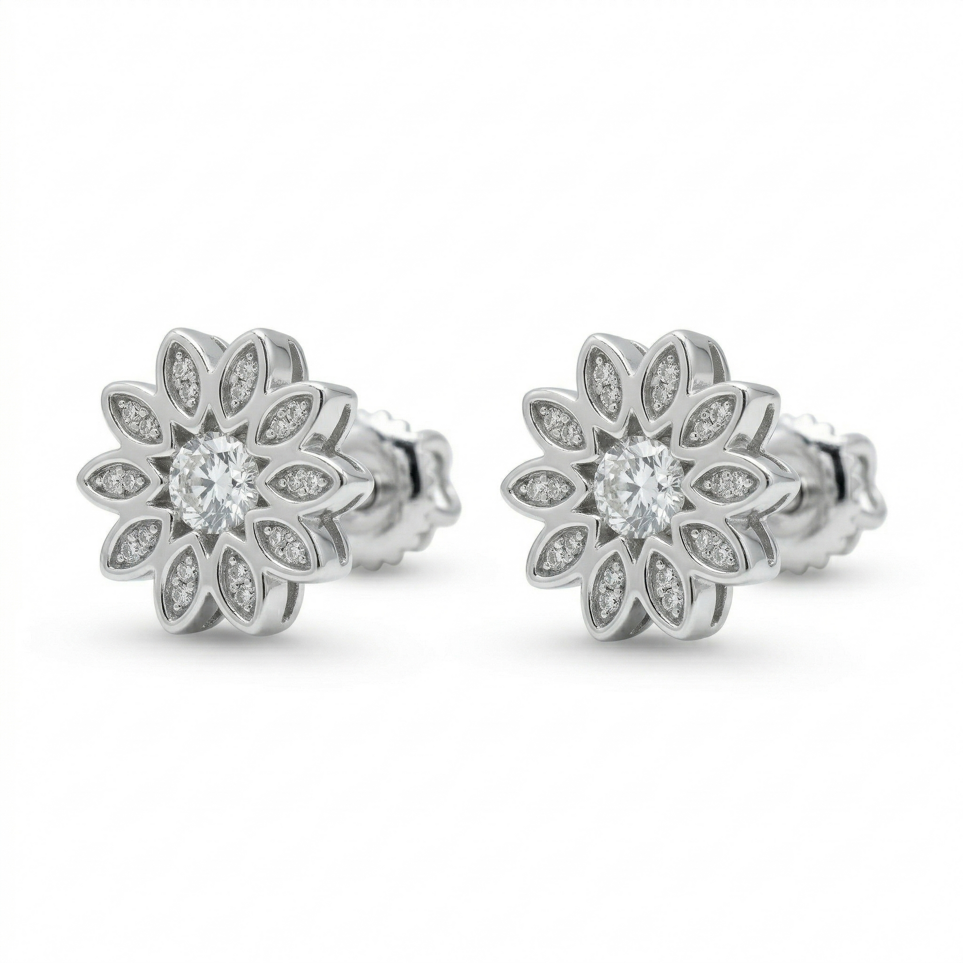 Petal Cluster Micro-PavÃ© Stone-Set Stud Earrings, additional product view 4