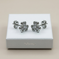 Silvme Pure 925 Heart-Shaped Floral Stud Earrings with Elegant Detailing for Women