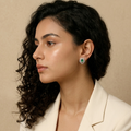 Green Oval Halo Stone-Set Stud Earrings, additional product view 4