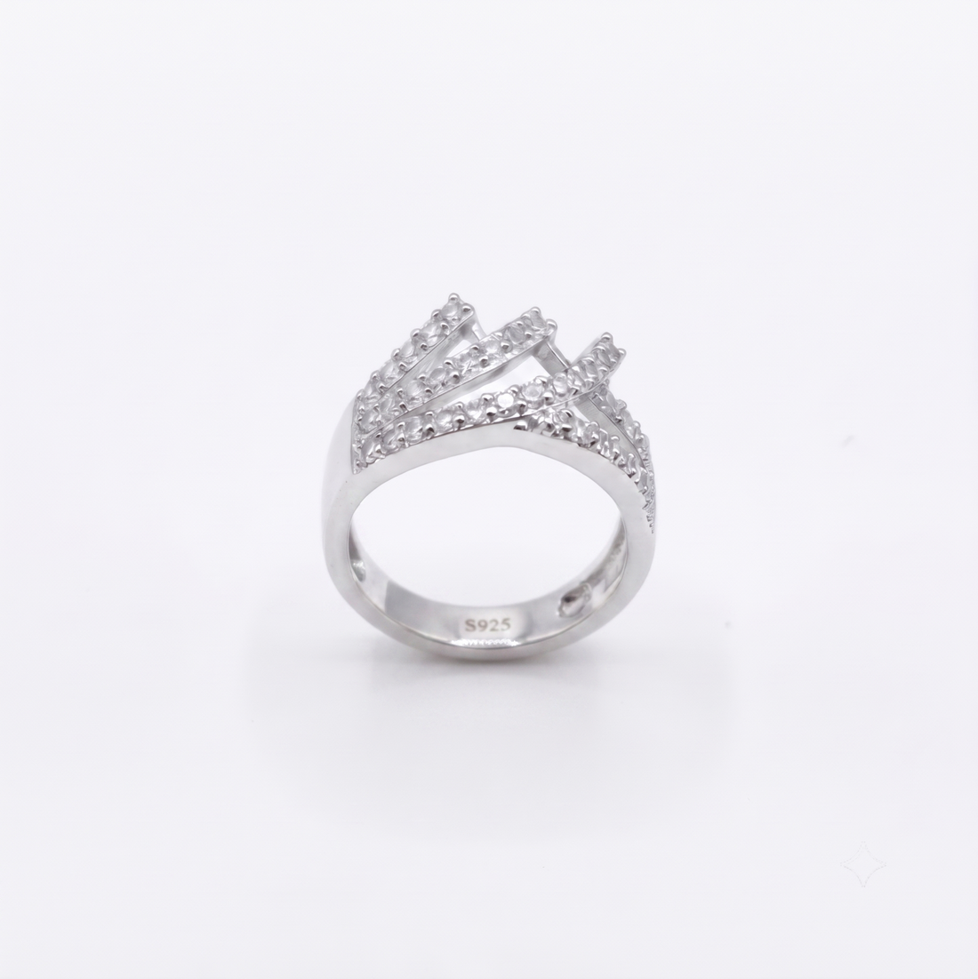 925 Sterling Silver Crown Tiara Stone Ring