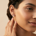 Rose-Gold-Tone Crown Stone-Set Stud Earrings, additional product view 3