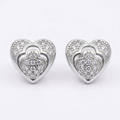 Double-Layered Heart Stone-Set Stud Earrings, front product view