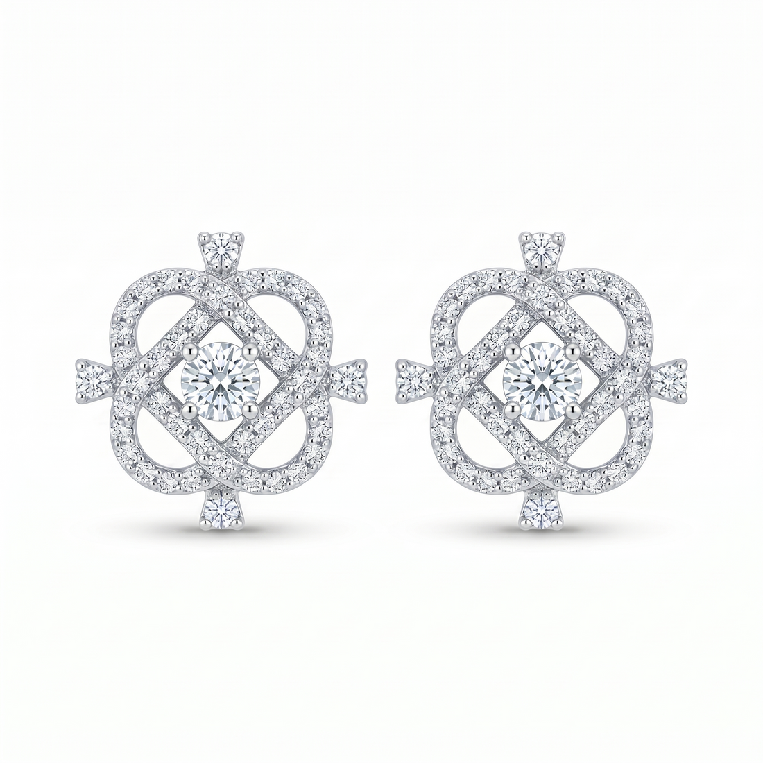 925 sterling silver Diamond Frame CZ Solitaire Stud Earrings by Silvme set with cubic zirconia, an elegant accessory for her