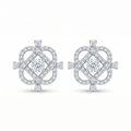 Diamond-Shaped Frame Stone-Set Stud Earrings, front product view