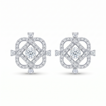 Diamond-Shaped Frame Stone-Set Stud Earrings, front product view