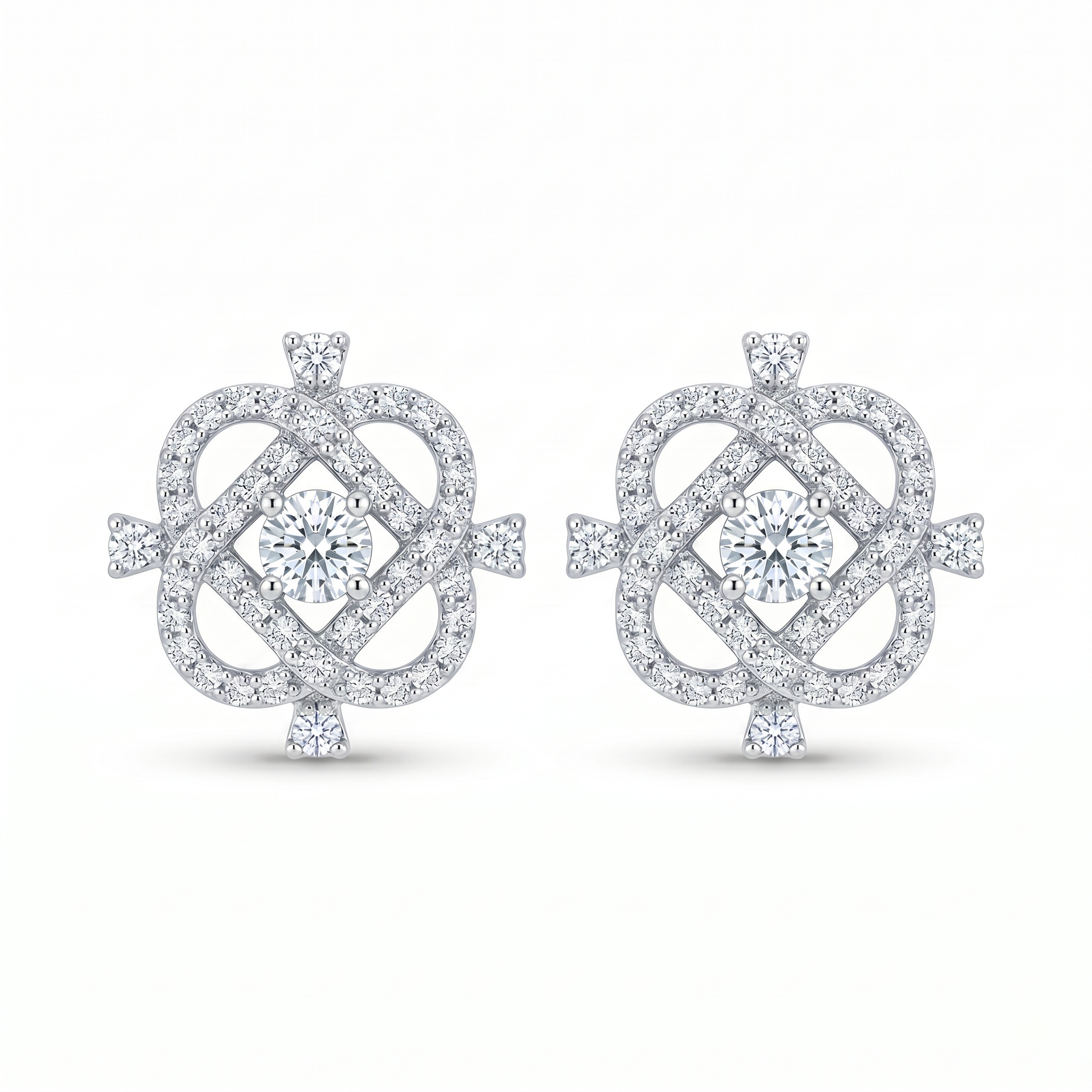 Silvme Pure 925 Sterling Silver Diamond Frame CZ Solitaire Stud Earrings for Women & Girls