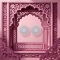Petal Lattice Stone-Set Solitaire Round Stud Earrings, close-up detail