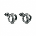 Interlocking Circle Stone-Set Stud Earrings, front product view