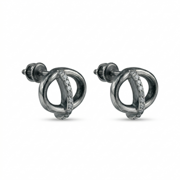 Interlocking Circle Stone-Set Stud Earrings, front product view