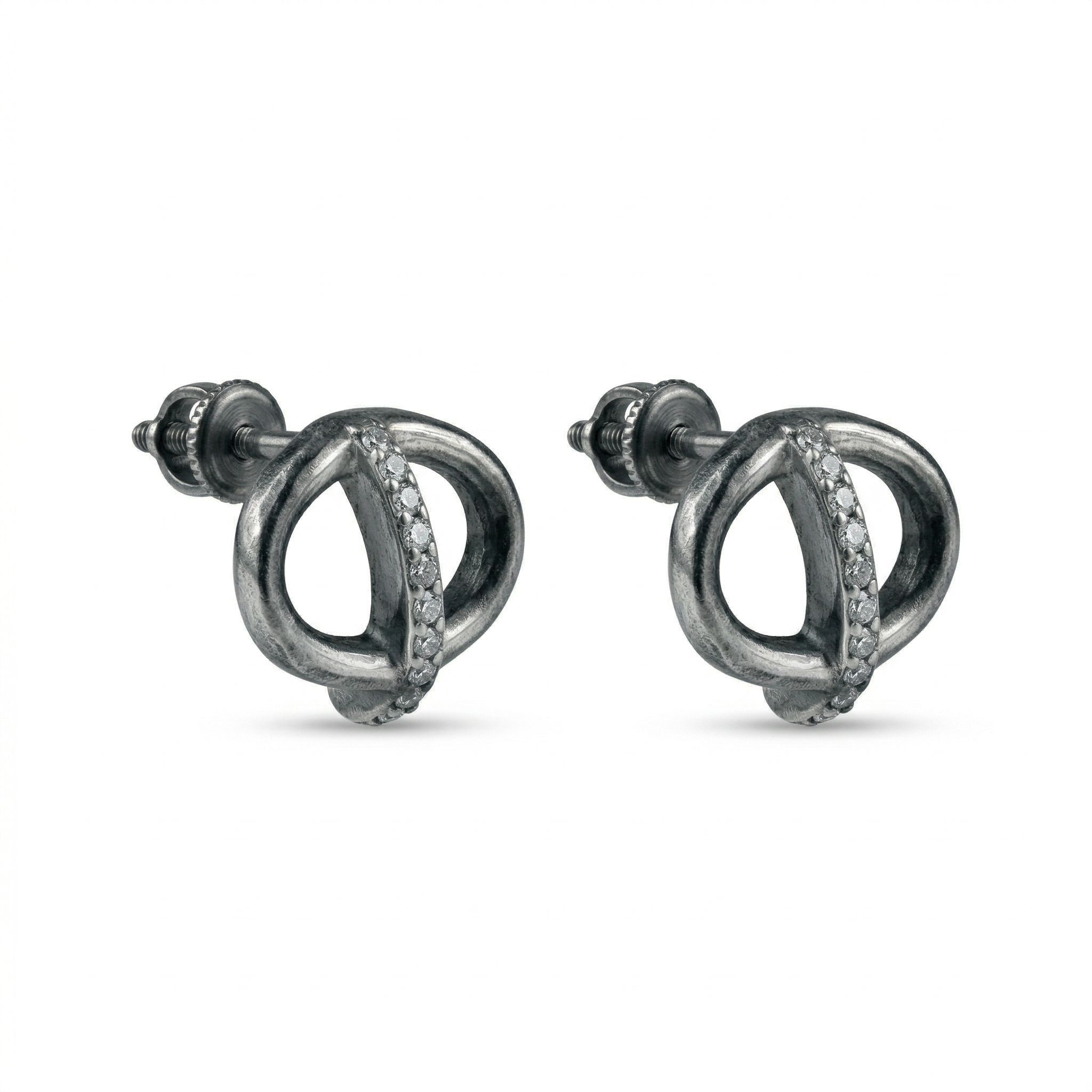 Silvme Pure 925 Silver Interlocking Circle CZ Stud Earrings for Women