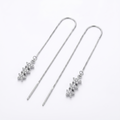 Stone-Set Floral Snowflake Charm Threader Earrings, front product view