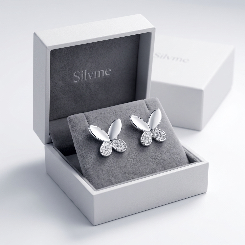 Butterfly Stone-Set Stud Earrings, additional product view 4