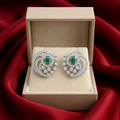 Green Spiral Floral Stud Earrings, additional product view 3