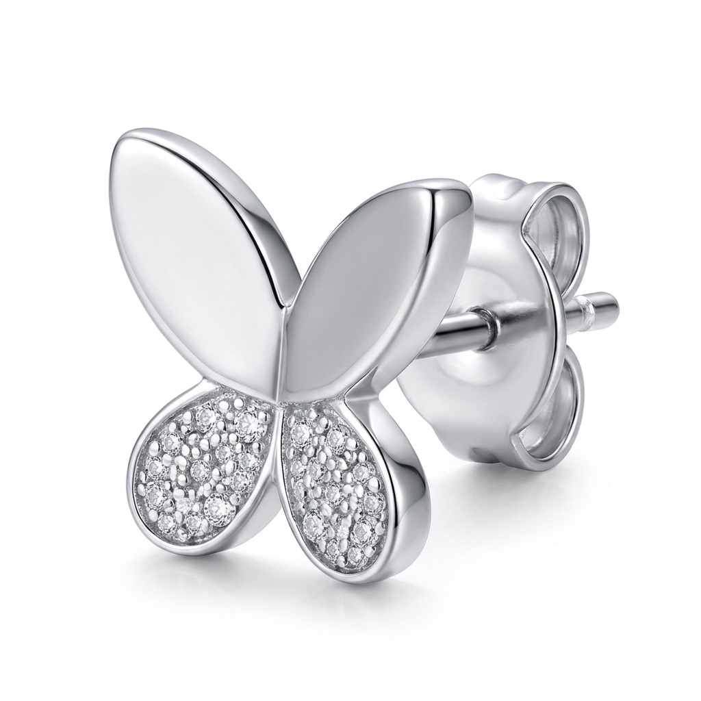 Butterfly Stone-Set Stud Earrings, alternate angle