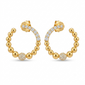 Silvme Pure 925 Sterling Silver Gold Beaded Hoop CZ Ball Earrings for Women & Girls